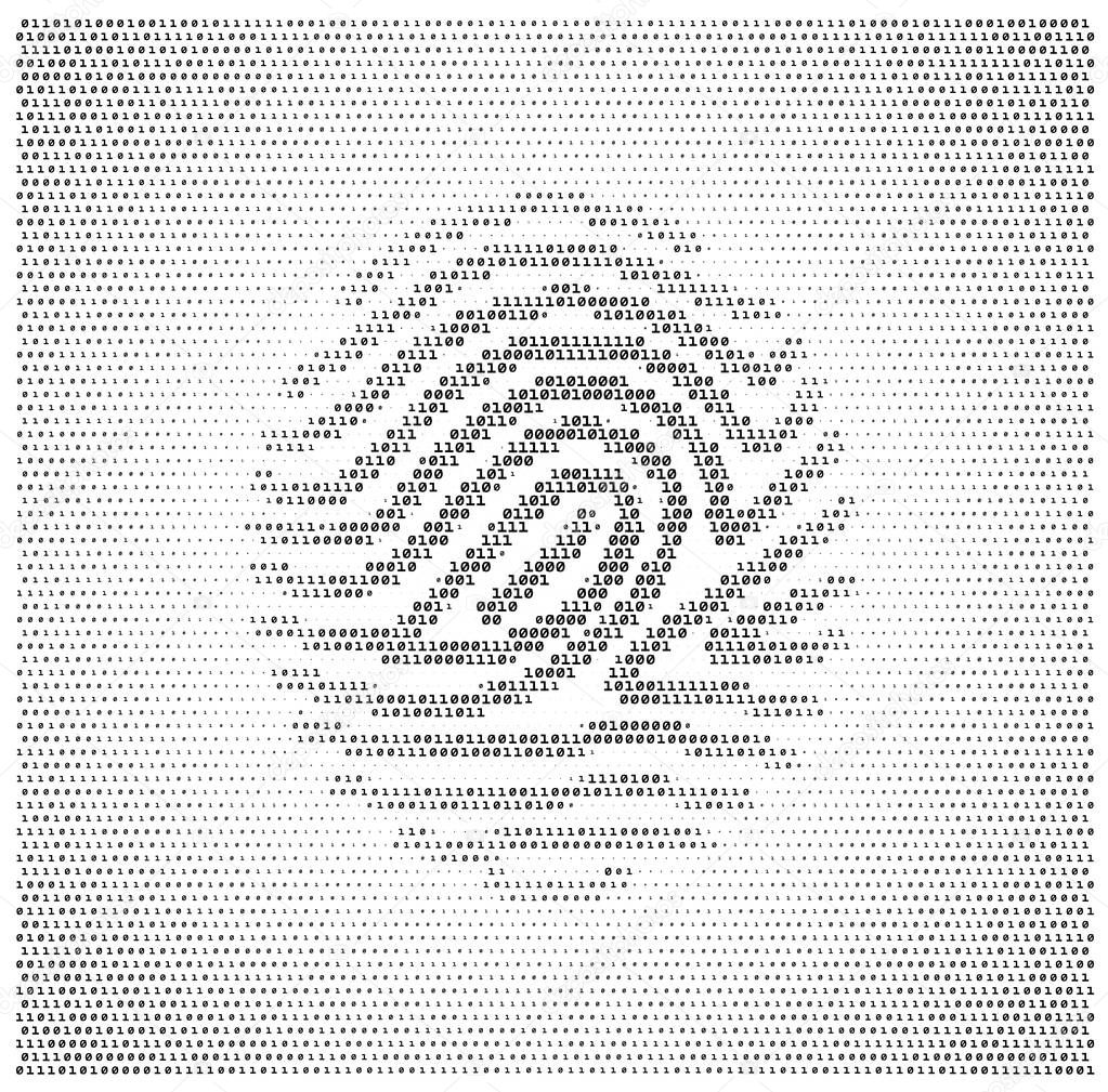 Fingerprint icon consist of binary code. Black and whiye vector. RGB. Global color