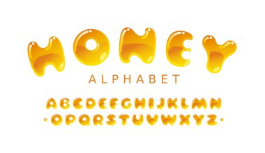 Bal alfabesi. Amber kabarcığı büyük vektör harfleri A-Z. Bölüm 10. - RGB. İki genel renk