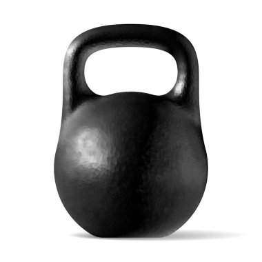 Beyaz arka planda izole edilmiş, gerçekçi, kaba, siyah bir çaydanlık. Eps8. - RGB. Bir genel renk