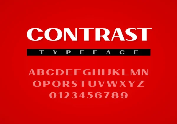 Tipo Letra Contrast Sans Serif Letras Mayúsculas Números Eps8 Rgb — Vector de stock