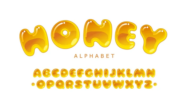 Honingalfabet Amber Bubble Hoofdletters Vector Letters Eps10 Rgb Twee Globale — Stockvector