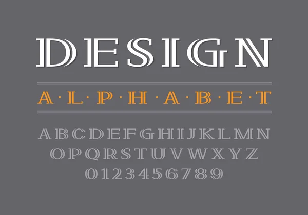 Decoratieve Vet Serif Lettertype Hoofdletters Cijfers Eps8 Rgb Globale Kleuren — Stockvector
