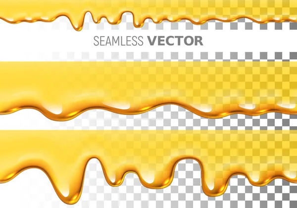 Set Van Twee Transparante Vector Naadloze Druppelende Honing Patroon Geruite — Stockvector