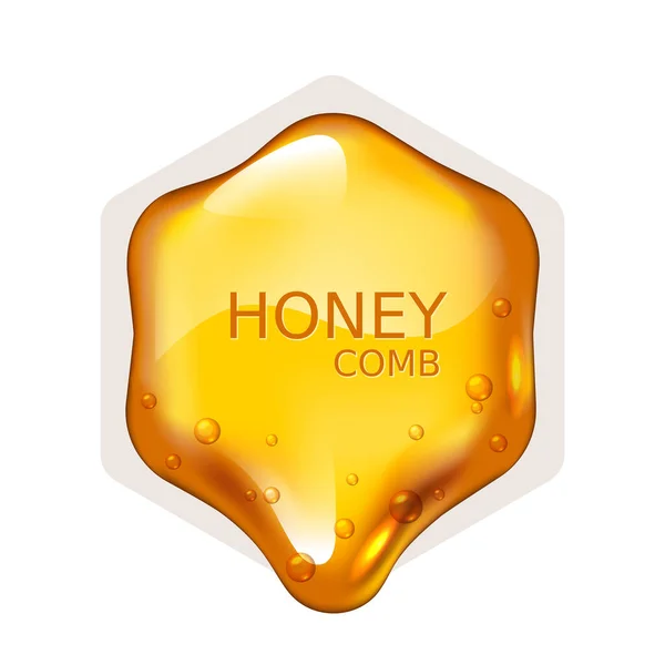 Realistic Vector Honey Drop Hexagon White Background Eps10 Rgb Global — Stock Vector