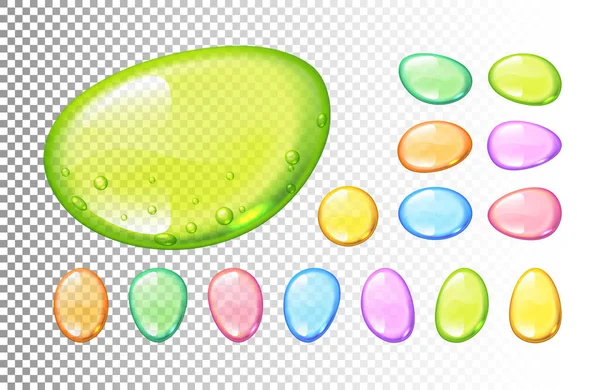 Conjunto Gotas Caramelo Colores Vectoriales Sobre Fondo Transparente Eps10 Rgb — Vector de stock