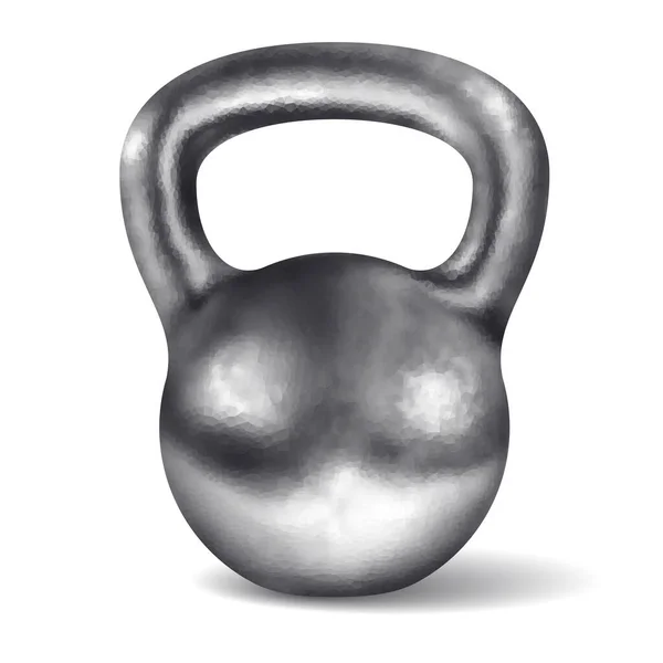 Vector Realistische Glanzende Verchroomde Kettlebell Geïsoleerd Witte Achtergrond Eps8 Rgb — Stockvector