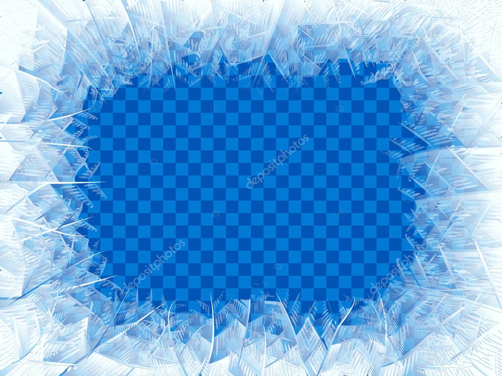 Vector transparent blue frost window. Eps8. RGB. Global colors