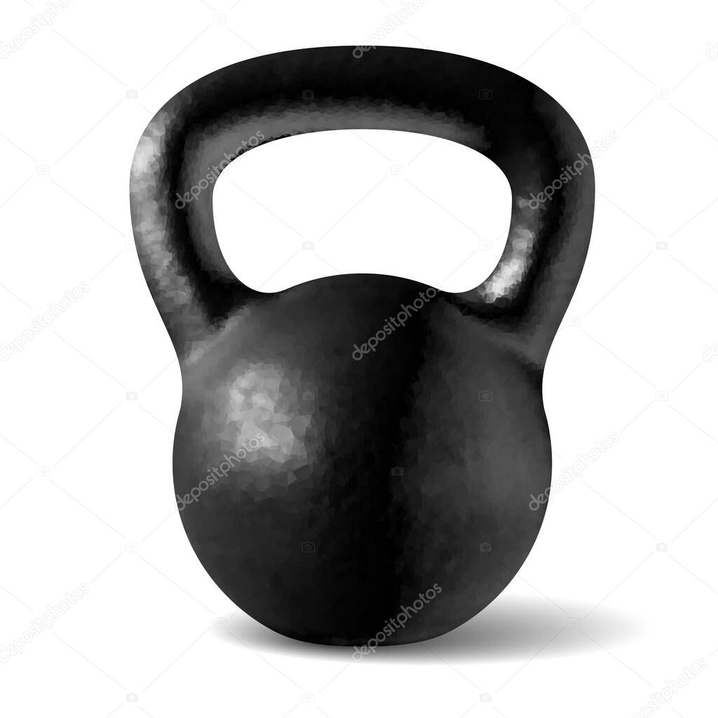 Vector realistic rough black kettlebell isolated on white background. Eps8. RGB. One global color