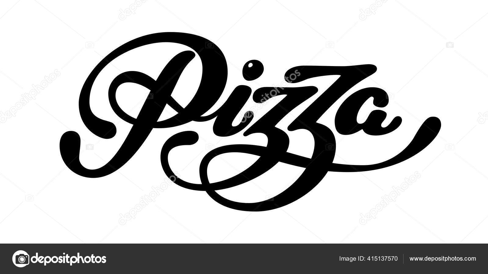 Пицца Элегантный Ручной Письменный Вектор Надписи Изолированы.