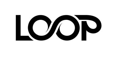 Döngü logosu. Beyaz arkaplanda vektör şerit harfleri izole edilmiş. - RGB. EPS10. Genel renk