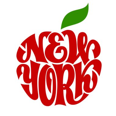 - New York. Vektör elma şekilli kıvrım harfleri. - RGB. Genel renkler