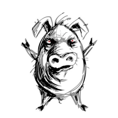 Hand drawn angry pig. Eps8. RGB Global colors clipart