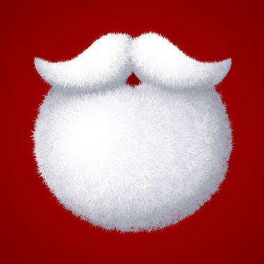 Realistic vector Santa Claus white beard isolated on red background. Eps8. RGB Global colors clipart