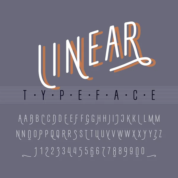 Lineaire Letters Cijfers Decoratief Lettertype Eps8 Rgb Globale Kleur — Stockvector