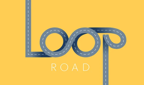 Loop Asfalto Concepto Carretera Letras Cinta Vectorial Rgb Eps10 Colores — Vector de stock