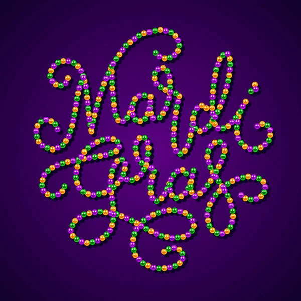Las Letras Del Mardi Gras Consisten Oro Verde Perlas Púrpuras — Archivo Imágenes Vectoriales