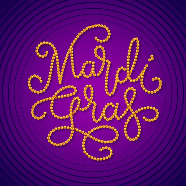 Mardi Gras Lettering Consist Gold Beads Dark Purple Background Eps10 — Stock Vector