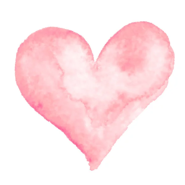 Aquarelle Peignant Main Forme Coeur Rose Sur Fond Blanc Eps8 — Image vectorielle