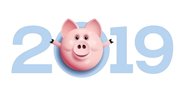 2019 Avec Visage Porc Salutations Nouvel Chinois Eps10 Rvb Couleurs — Image vectorielle