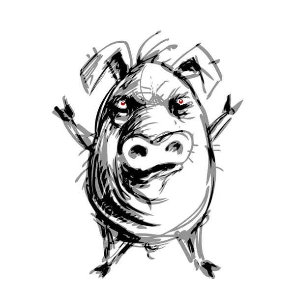 Cochon Colère Dessiné Main Eps8 Rvb Couleurs Globales — Image vectorielle
