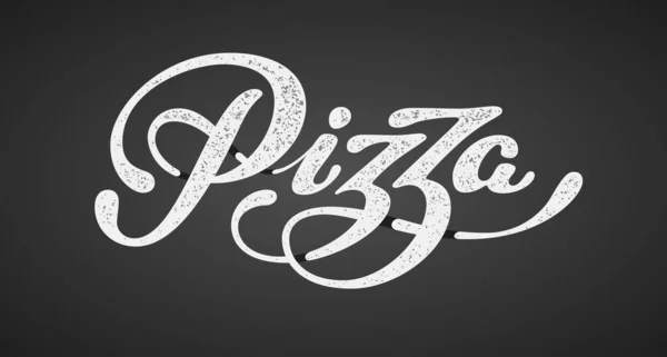 Pizza Elegante Mão Escrita Vetor Lettering Isolado Fundo Preto Rgb —  Vetores de Stock