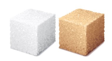 Vector realistic 3d white and brown sugar cubes isolated on white background. RGB. Global colors clipart