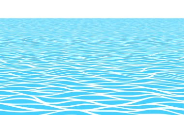Mavi su dalgaları manzaraya bakıyor. Tek renkli vektör deseni. - RGB. Genel renk