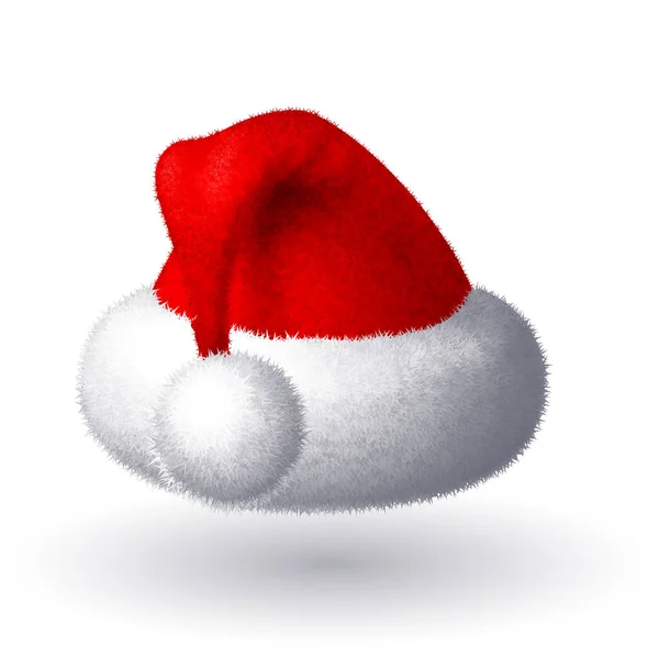 Beyaz Arka Planda Izole Edilmiş Gerçekçi Noel Baba Şapkası Eps8 — Stok Vektör