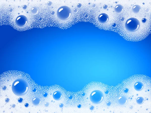青い水の色の背景に横たわる石鹸泡 第10話 Rgb 全球色 — ストックベクタ