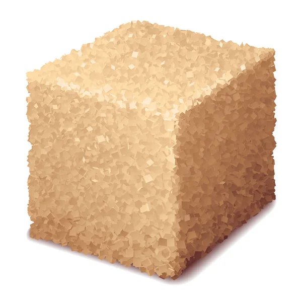 Vecteur Réaliste Cube Sucre Brun Isolé Sur Fond Blanc Rvb — Image vectorielle