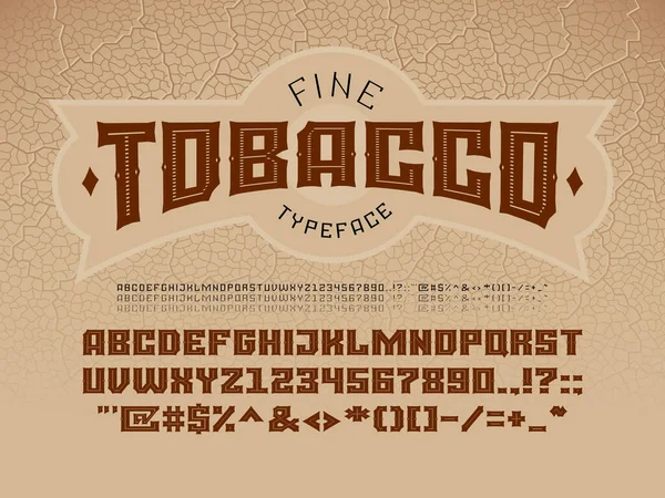 Fuente Vintage Decorativa Sobre Fondo Textura Hoja Tabaco Eps8 Rgb — Archivo Imágenes Vectoriales