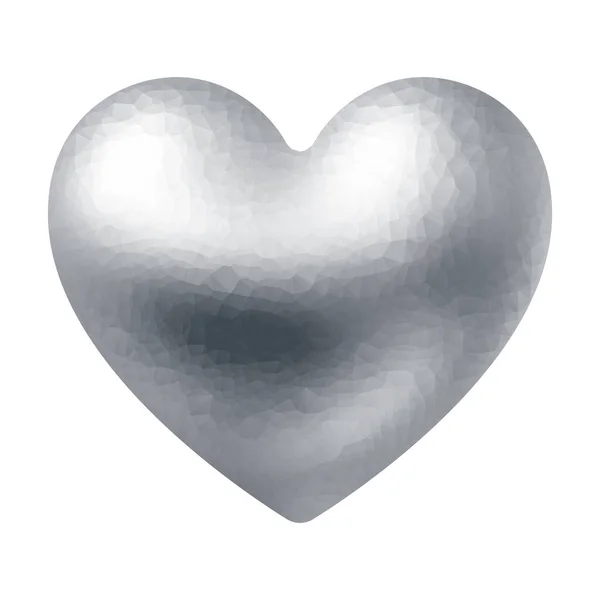 Vektor Silbernes Polygonales Herz Isoliert Auf Weißem Hintergrund Eps8 Rgb — Stockvektor