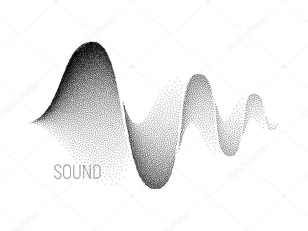 Music sound waves on white background. Halftone vector. RGB Global color