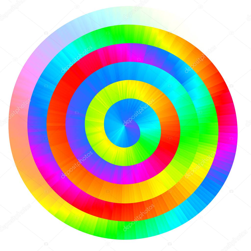 Colorful vector rainbow spiral. RGB. Eps8. Global colors. One line gradient