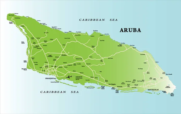 Carte Vectorielle Très Détaillée Aruba Avec Les Régions Administratives Les — Image vectorielle