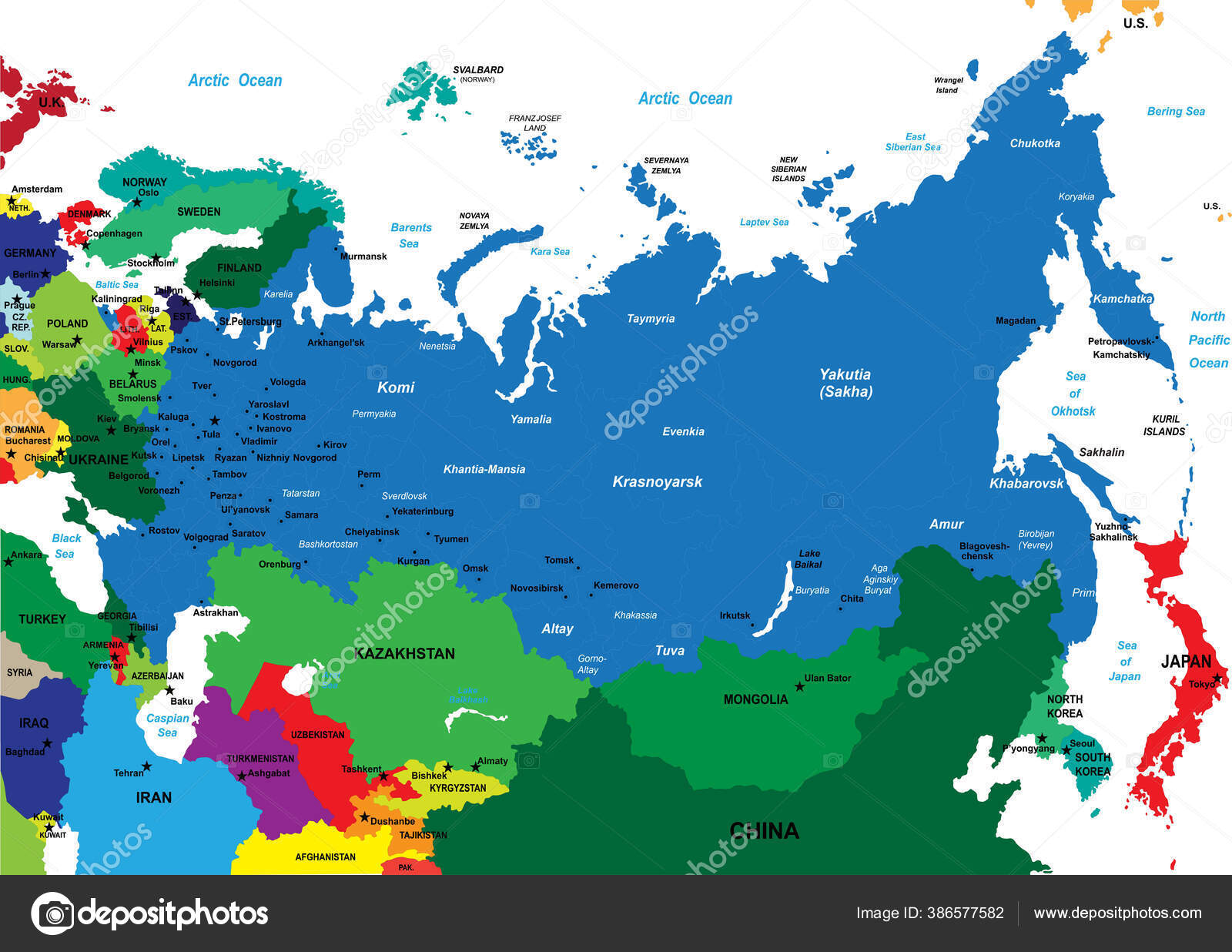 Mapa político de Rússia ilustração do vetor. Ilustração de fundo - 82697950