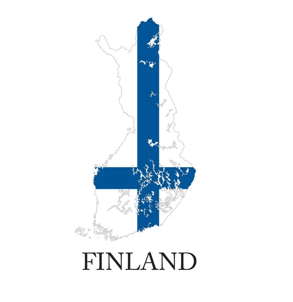 Tvar Země Vyznačený Vyplněný Vlajkou Finska Vektorovém Formátu — Stockový vektor