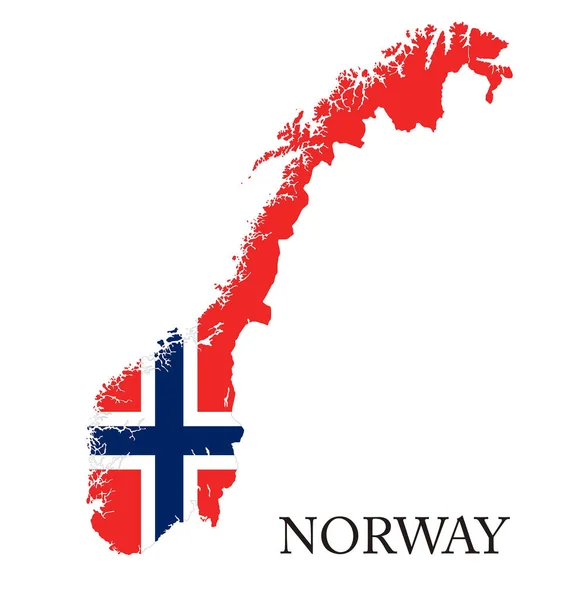 Norveç Bayrağıyla Özetlenmiş Doldurulmuş Ülke Şekli — Stok Vektör