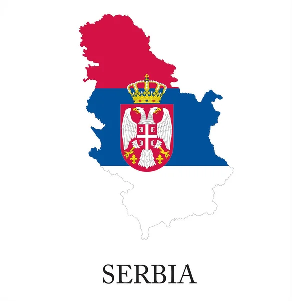 以矢量格式概述并填上塞尔维亚国旗的国家形状 — 图库矢量图片