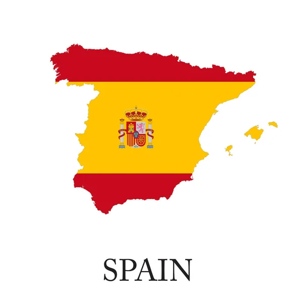 以矢量格式概述并填上西班牙国旗的国家形状 — 图库矢量图片