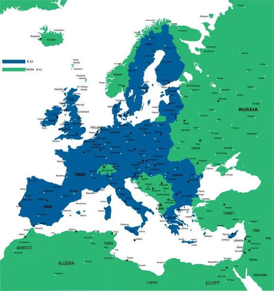 Union Européenne Carte Politique — Image vectorielle