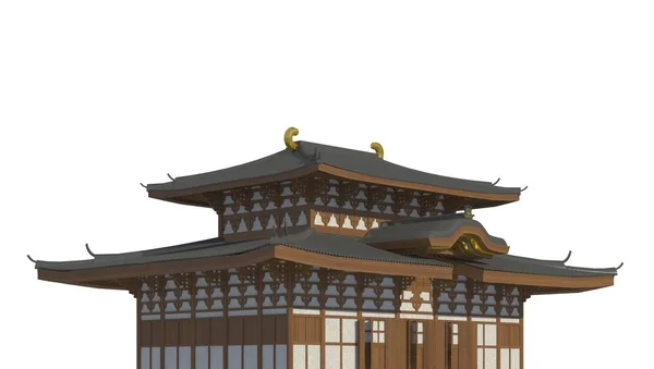 Japanese house isolated on white background 3d illustration