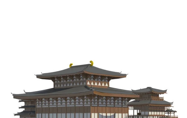 古い日本建築の白い背景 3 D イラストを分離 ストック写真 C Vik173