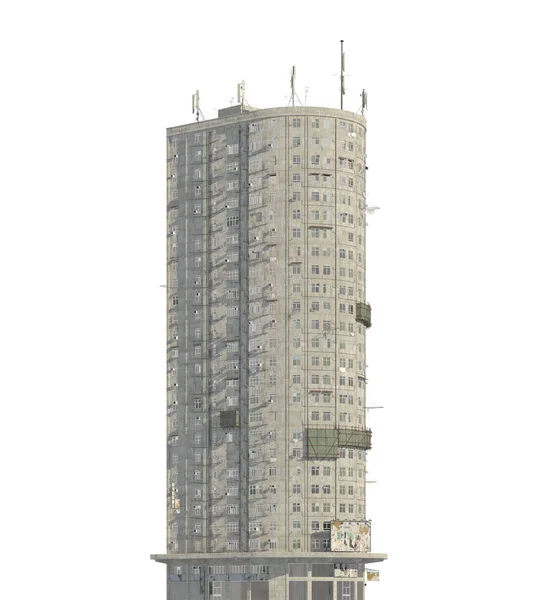 Slum futuristic building isolated on white background 3d illustration