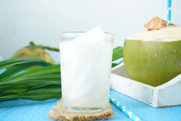 Jugo Coco Agua Coco Vaso — Foto de Stock