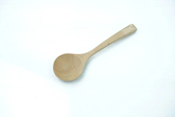 Wooden Spoon White Background — Stock Photo, Image