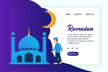 Vektör illüstrasyon grafik ui / ux ramadhan tasarımı. Ağ için mükemmel