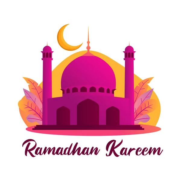Illustration Ramadan Kareem Avec Mosquée Illustration Vectorielle — Image vectorielle
