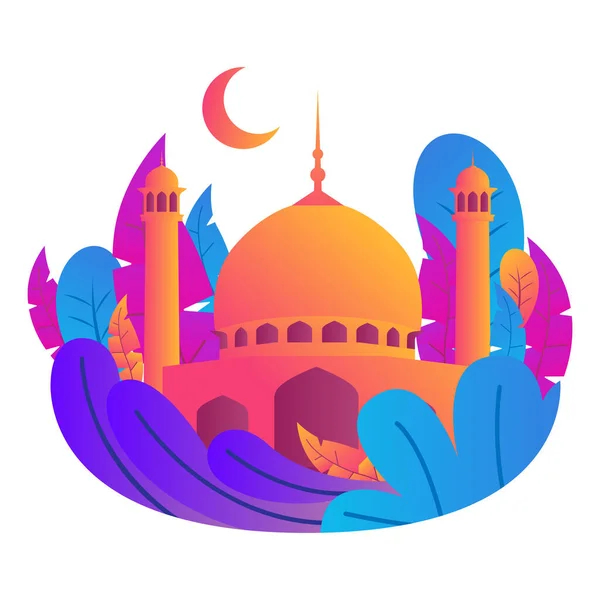 Ramadán Kareem Ilustración Con Mezquita Ilustración Vectorial — Vector de stock