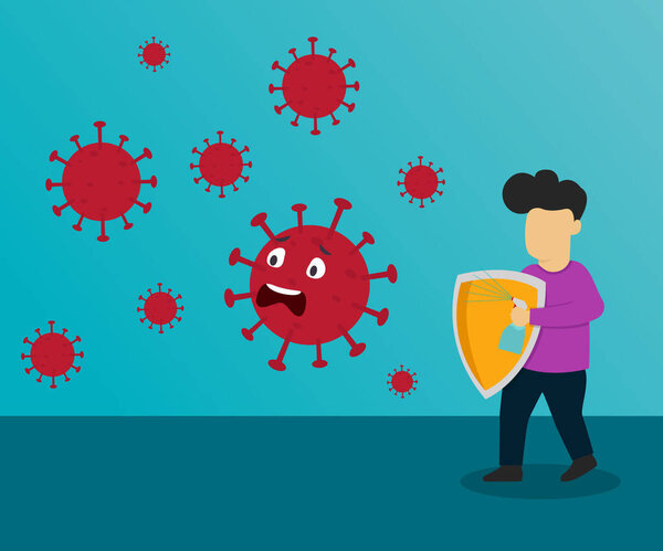 Иллюстрационный вектор коронного вируса. COVID-19 в Ухане. векторная иллюстрация